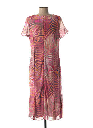 Rochie midi imprimeu fantezie mâneci scurte roz GUY DUBOUIS femeie