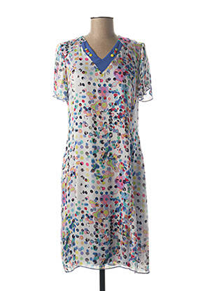 Rochie midi țesătură crep mâneci scurte albastru GUY DUBOUIS femeie