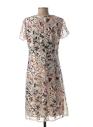 Rochie midi imprimeu fantezie mâneci scurte roz GUY DUBOUIS femeie