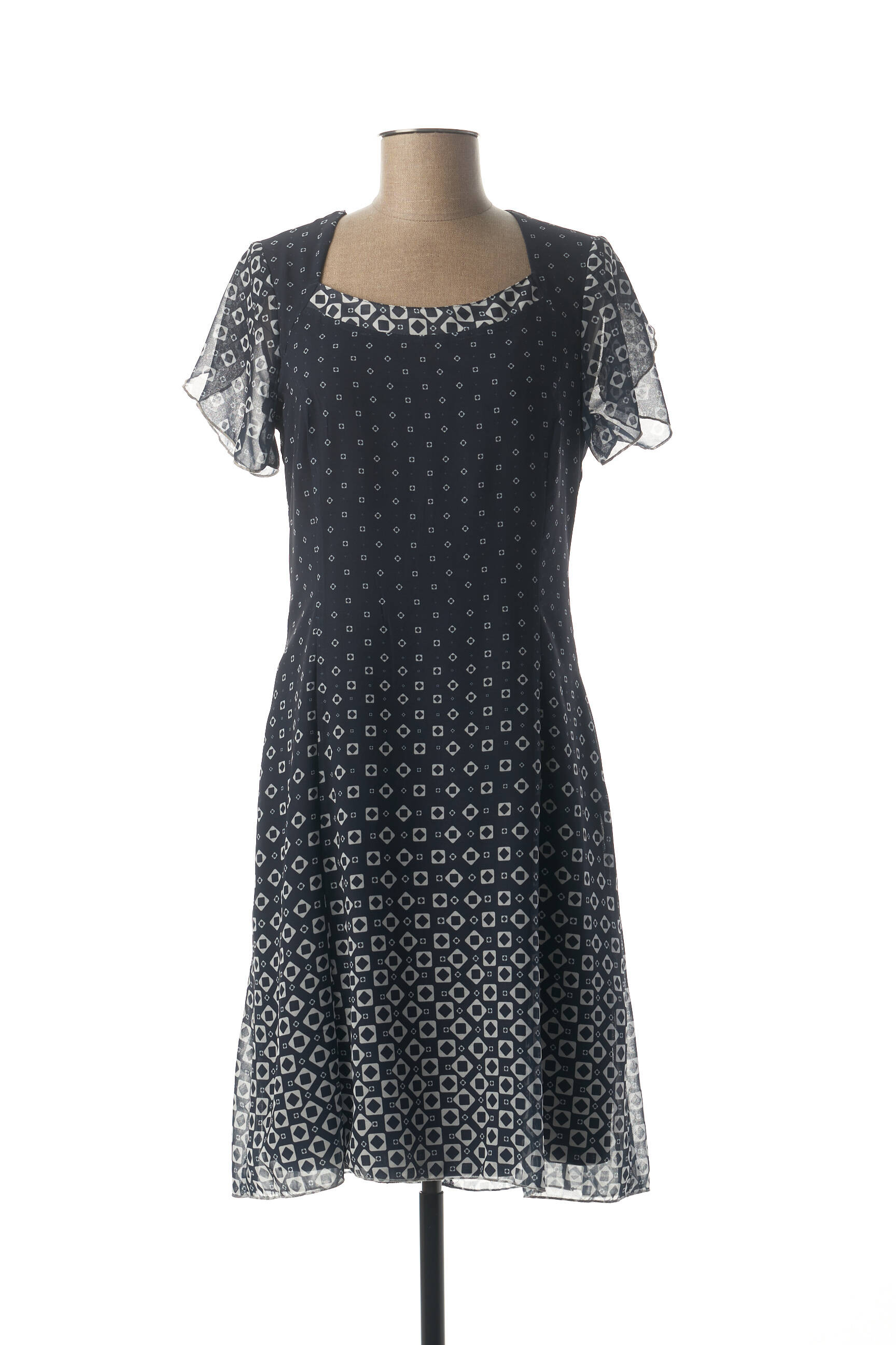 Rochie midi țesătură crep mâneci scurte albastru LISA CHESNAY femeie