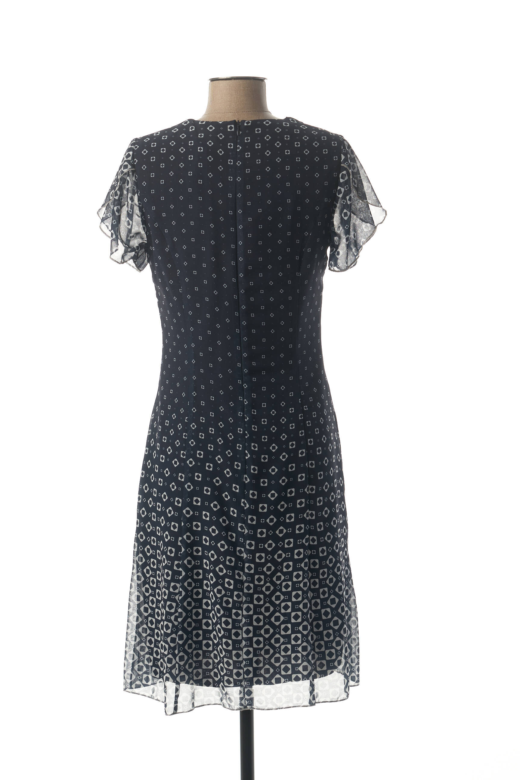 Rochie midi țesătură crep mâneci scurte albastru LISA CHESNAY femeie