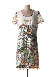 Rochie midi imprimeu fantezie mâneci scurte gri FRANCE RIVOIRE femme