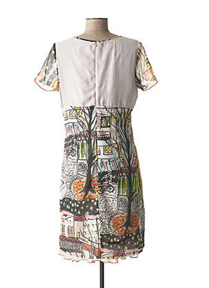 Rochie midi imprimeu fantezie mâneci scurte gri FRANCE RIVOIRE femeie
