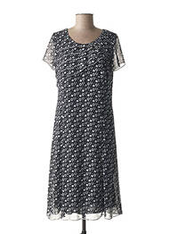 Rochie midi imprimeu fantezie mâneci scurte albastru GUY DUBOUIS femme