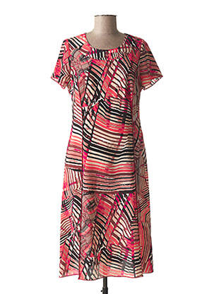 Rochie midi imprimeu fantezie mâneci scurte roz FRANCE RIVOIRE femeie