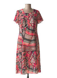 Rochie midi imprimeu fantezie mâneci scurte roz FRANCE RIVOIRE femme