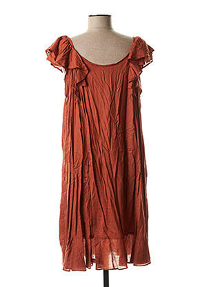 Rochie midi mâneci scurte mâneci scurte maro SCHOOL RAG femeie