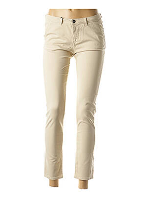 Pantalon 7/8 țesătură poplin talie joasă bej SCHOOL RAG femeie