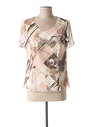 Top imprimeu fantezie mâneci scurte bej FRANCE RIVOIRE femme