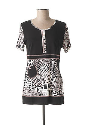 Tricou imprimeu fantezie mâneci scurte negru FRANCE RIVOIRE femeie