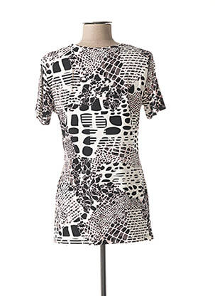 Tricou imprimeu fantezie mâneci scurte negru FRANCE RIVOIRE femeie