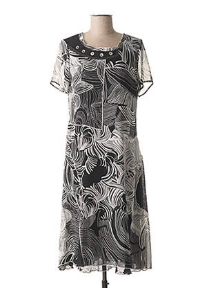 Rochie midi imprimeu fantezie mâneci scurte negru GUY DUBOUIS femeie