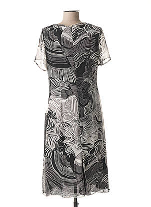 Rochie midi imprimeu fantezie mâneci scurte negru GUY DUBOUIS femeie