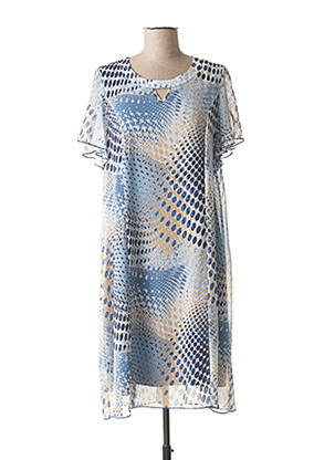 Rochie midi imprimeu fantezie mâneci scurte albastru FRANCE RIVOIRE femeie