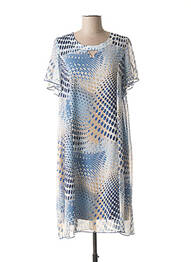 Rochie midi imprimeu fantezie mâneci scurte albastru FRANCE RIVOIRE femme