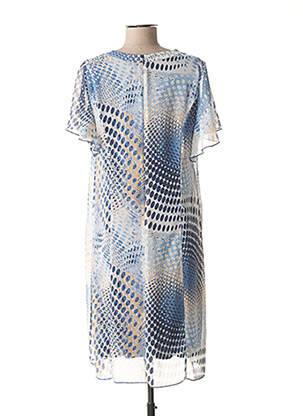 Rochie midi imprimeu fantezie mâneci scurte albastru FRANCE RIVOIRE femeie