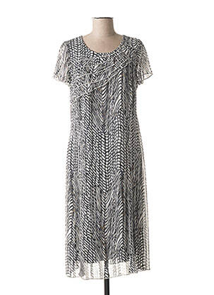 Rochie midi imprimeu fantezie mâneci scurte negru FRANCE RIVOIRE femeie