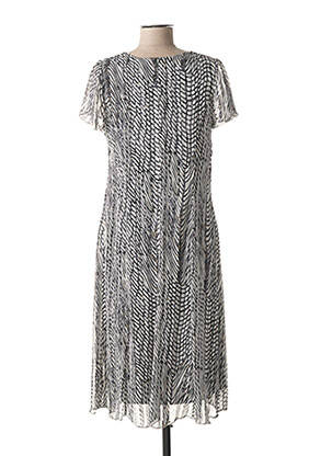 Rochie midi imprimeu fantezie mâneci scurte negru FRANCE RIVOIRE femeie