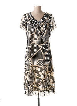 Rochie midi țesătură crep mâneci scurte negru GUY DUBOUIS femeie