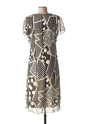 Rochie midi țesătură crep mâneci scurte negru GUY DUBOUIS femeie