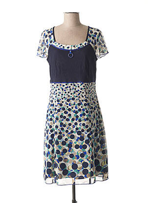 Rochie midi țesătură crep mâneci scurte albastru FRANCE RIVOIRE femeie