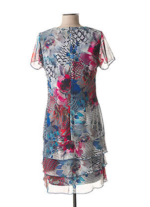 Rochie midi țesătură crep mâneci scurte albastru GUY DUBOUIS femeie
