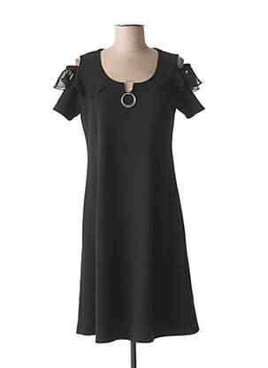 Rochie midi mâneci scurte mâneci scurte negru COULEURS DU TEMPS femeie