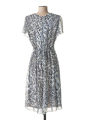 Rochie midi imprimeu fantezie mâneci scurte albastru FRANCE RIVOIRE femeie