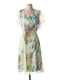 Rochie midi imprimeu fantezie mâneci scurte verde GUY DUBOUIS femme