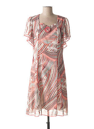 Rochie midi imprimeu fantezie mâneci scurte roz FRANCE RIVOIRE femeie