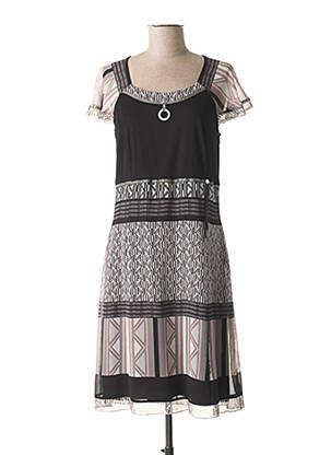 Rochie midi imprimeu fantezie mâneci scurte negru GUY DUBOUIS femeie
