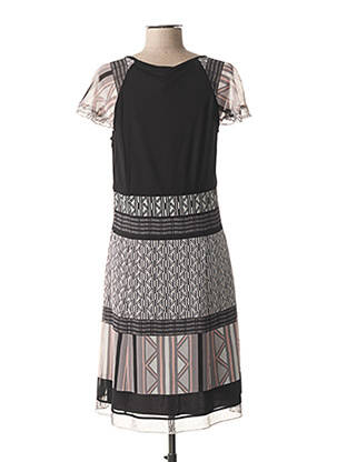 Rochie midi imprimeu fantezie mâneci scurte negru GUY DUBOUIS femeie