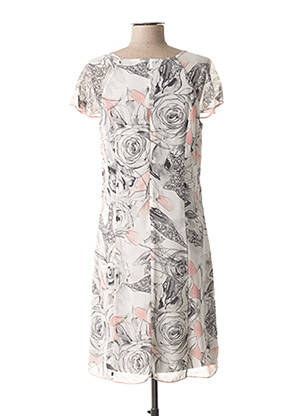 Rochie midi imprimeu floral mâneci scurte gri FRANCE RIVOIRE femeie