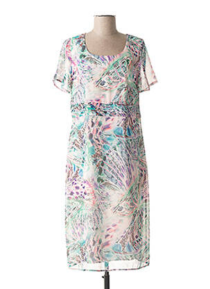 Rochie midi imprimeu fantezie mâneci scurte verde FRANCE RIVOIRE femeie