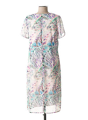 Rochie midi imprimeu fantezie mâneci scurte verde FRANCE RIVOIRE femeie