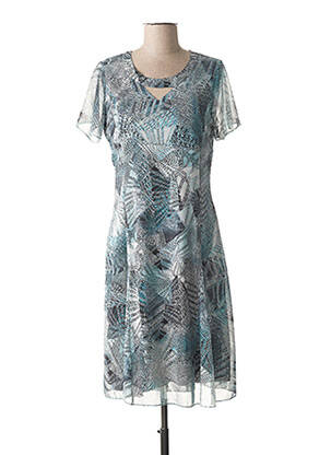 Rochie midi imprimeu fantezie mâneci scurte albastru FRANCE RIVOIRE femeie