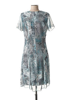 Rochie midi imprimeu fantezie mâneci scurte albastru FRANCE RIVOIRE femeie