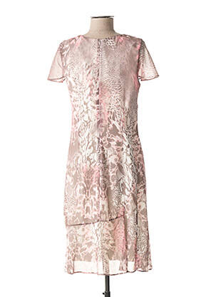Rochie midi imprimeu fantezie mâneci scurte roz GUY DUBOUIS femeie