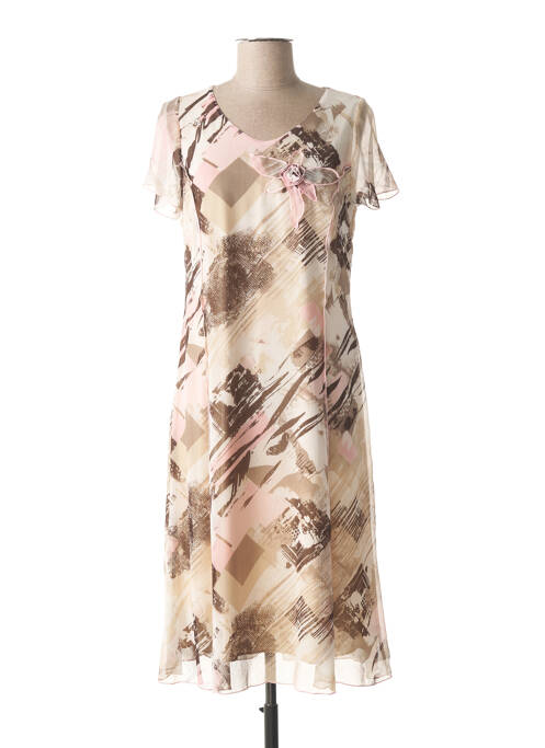 Rochie midi bej FRANCE RIVOIRE femeie