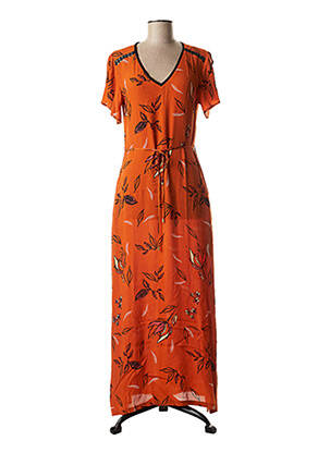 Rochie midi imprimeu floral mâneci scurte portocalie LOLA ESPELETA femeie