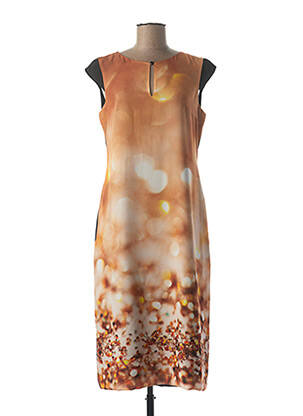 Rochie midi imprimeu fantezie mâneci scurte galben QUATTRO femeie
