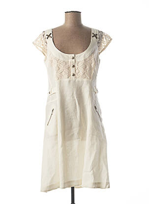 Rochie midi mâneci scurte mâneci scurte bej QUATTRO femeie