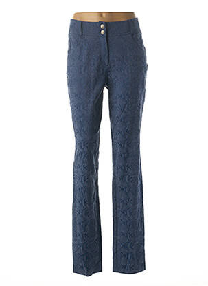 Pantalon drept elasticitate talie înaltă albastru QUATTRO femeie