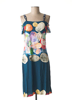 Rochie midi mâneci scurte mâneci scurte albastru LO! LES FILLES femeie