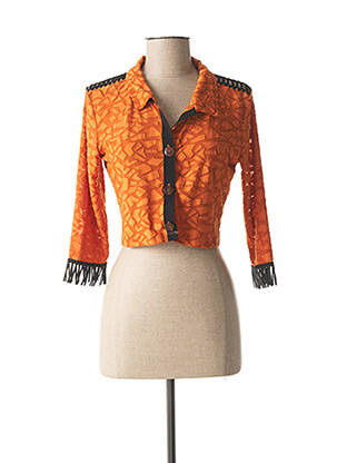 Bolero efect material satinat portocalie LO! LES FILLES femeie