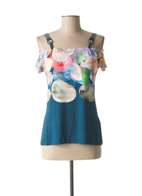 Top guler pătrat mâneci scurte albastru LOLESFILLES femme