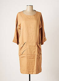 Rochie midi mâneci 3/4 mâneci 3/4 bej SKFK femeie