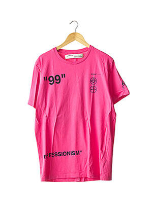 Tricou serigrafie mâneci scurte roz OFF WHITE femeie