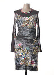 Rochie midi imprimeu fantezie mâneci lungi gri CHATELET femeie