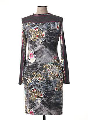 Rochie midi imprimeu fantezie mâneci lungi gri CHATELET femeie